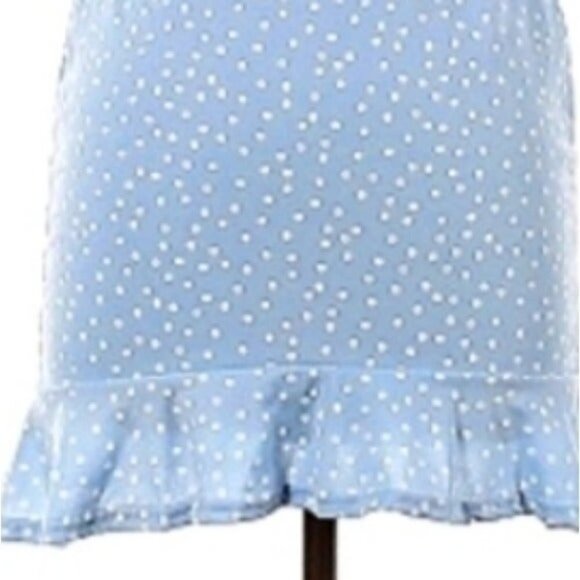 Missguided Mini silhouette Polka dot print Ruffle bue tied straps y2k preppy - Picture 3 of 6